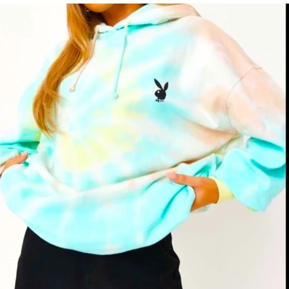 PLAYBOY Tops Playboy Tie Dye Oversized Sweatshirt Hoodie